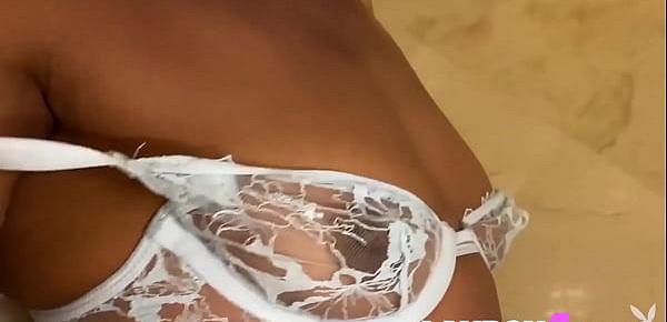 trendsAmazing black babe Misty Stone passion posed in lingerie before perfect solo action